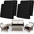 Newwiee Set of 4 Stretch Outdoor Patio Cushion Covers Sofa Couch Seat Chair Slipcovers Waterproof Cushion Cover Replacement Furniture Protector for Pets Washable(Seat Cover,Black)