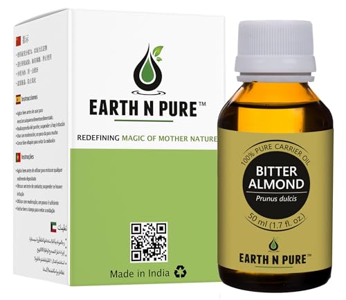 Image of Earth N Pure Bitter Almond Oil (Badam Oil) Cold Pressed, Therapeutic Grade for Body, Skin, Hair 50 ml