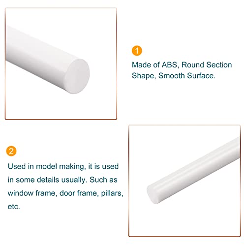 Image of MECCANIXITY ABS Plastic Rod Round Solid White Bar 6mmx250mm for DIY Model Material, Architectural Model Making, DIY Sand Table, Pack of 10