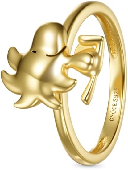 GNOCE Peanuts Woodstock Ring for Women, 18k Gold Plated Ring for Her Wife, Valentine‘s Day, Mother’s Day Jewelry