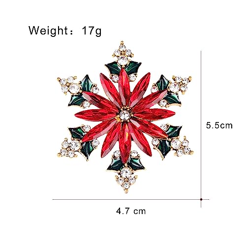 Image of Rhinestone Flower Brooch Pin for Women Red Black Purple Flower Broochs Pin Hat Christmas Brooch Jewelry