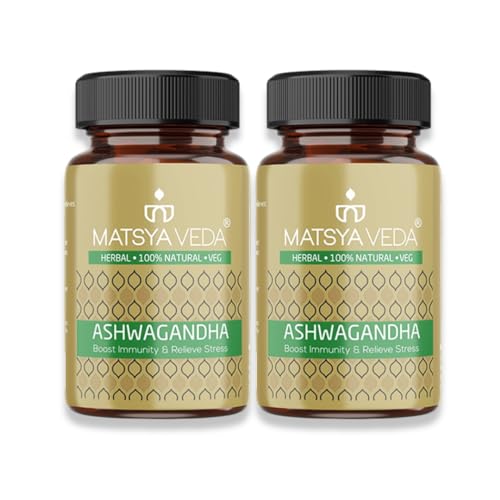 Image of Matsyaveda Ashwagandha Capsules | Supports Immunity, Stress Management & Daily Energy | Pure Ayurvedic Supplement | Pack of 2 X 60 Capsules