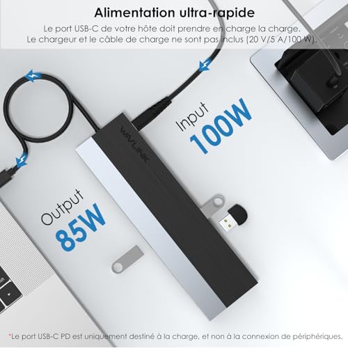 Wavlink Docking Station Usb C 3 Monitor, Docking Station Con Dual Hdmi, Dp, 100W Pd, USB3.0&2.0, RJ45, Slot Sd/Tf, Audio/Microfono, Compatibile Solo Con Computer Windows - 6