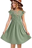 blibean Tween Girls Dress Summer Fashion Sleeveless Semi Formal Dresses Kids Solid Lace 2025 Midi Wedding Gust Bridesmaid Outfits Elegant Fancy Party Flare Clothes Size 6-7 Years Green