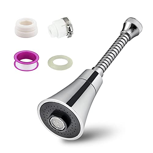 Image of Kitchen Faucet Sprayer Head Replacement (Pack of 1) | Pull Down Faucet Nozzle with Stream| 360 Rotating Kitchen Sink Faucet Head for Easy Cleaning, Washing & Water Saving Use - Chrome