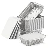 Julpvom 50 Pack Aluminum Pans with Cardboard Lids, 8.3"x6.2", 2.25 LB
