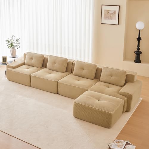 Image of Corduroy Modular Sectional Sofa, Oversized Cloud Couches for Living Room