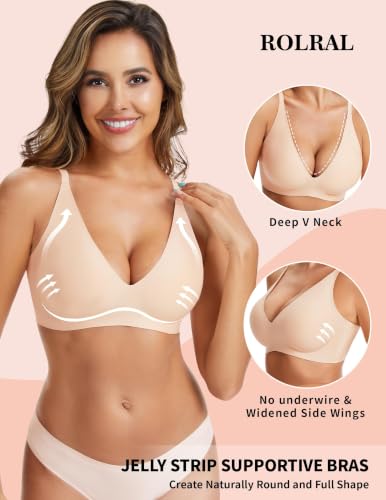 Image of Wireless Jelly Bras Push Up Deep V Supportive Seamless Bra No Underwire