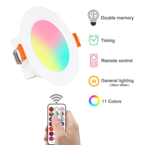 ChangM LED Einbaustrahler 6 x 8W Leuchtmittel Warmweiß 2700K RGBW mit Fernbedienung Deckenstrahler Deckenspots Deckenleuchte Einbauspots Deckeneinbauleuchte Deckeneinbaustrahler