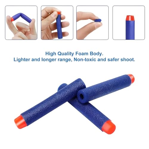 Image of VERAT Hollow Out Soft Foam Refill Darts for N-Strike Elite Series Blasters (Blue, Pack of 150)
