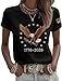 Women's America 250 Printed Casual T-Shirt United States 250Th Anniversary Patriotic Tee Tops (Black, S)