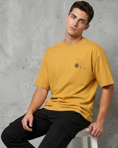 Image of Nobero Men's Oversized Graphic T-Shirt for Men | Soft Cotton | Drop Shoulder Relaxed Fit | Printed Casual Tshirt for Men