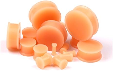 Miniatura 3 de Par de tapones de silicona de tono de piel de melocotóncarne, doble acampanado, oculta, oculto, retenedor, medidor de oído, joyería para piercing