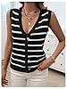 MakeMeChic Women's Sweater Vest Striped V Neck But... #1