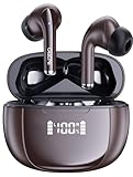 Wireless Earbuds, Bluetooth Headphones 5.3 with LED Power Display Charging Case,True Wireless Earphones Deep Bass Stereo Sound TWS Microphone, IP67Waterproof for Sleep Sport Workout Gam（Brown）