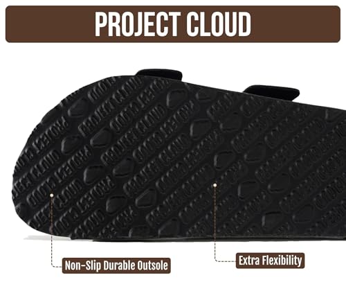 Image of Project Cloud 100% Genuine Leather Footbed Sandals for Women 2026 Comfortable Beach Essentials Womens Sandals Memory Foam Vacation Essentials Slides for Women Footwear (Santorini)