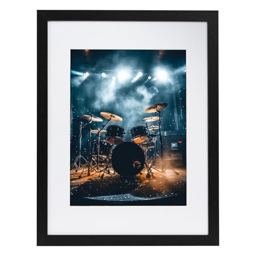TransGreen 12x16 Picture Frame Photo Frame Display 9x12 Pictures with Mat or 12x16 without Mat Hang on the Wall Black