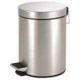 Ribelli Treteimer 5 l silberner Mülleimer als Abfalleimer Kosmetikeimer für Badezimmer + Küche aus Edelstahl rostfrei matt mit Deckel + Kunststoffeinsatz