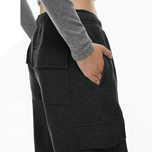 Sweatpants Women Baggy Wide Straight Leg Pant High Waist Solid Color Casual Workout Joggers Trousers with Pockets3