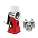 Price comparison product image AMOS Rotary Multifunction Cheese Grater, Vegetable Fruit Slicer with Three Stainless Steel Drum Blades Red
