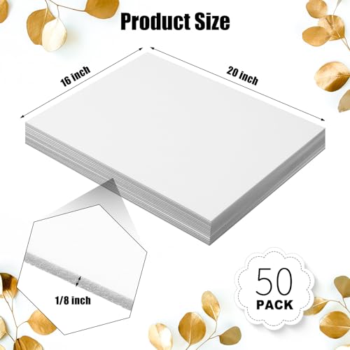 Image of Frienda 50 Pack Foam Board 16 X 20 Inch White for School Art Projects | Rigid Foam Core Double Sided Surface, Lightweight for School Projects Crafts Presentations Office Displays Wedding Artwork