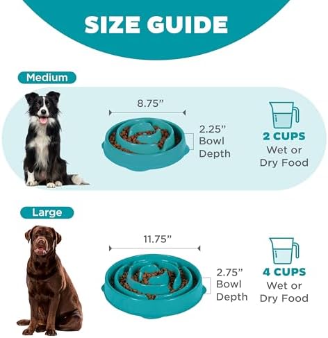 Outward Hound Fun Feeder Slo Bowl Dog Slow Feeder, Drop, Turquoise, 8.8" - thumbnail 5