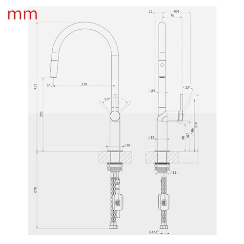 Robinet de lavabo en laiton chromé et rouge rotatif design chic