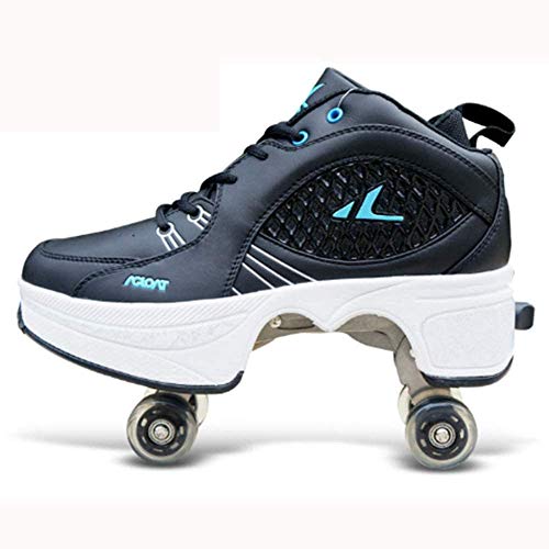 FLY FLU Inline Skates Damen，Roller Skates Verstellbar, 2-in-1-Mehrzweckschuhe, Verstellbare Quad-Rollschuh-Stiefel，Kann Fitness Sein, Sehr Stabil Und Leicht Zu Erlernen,H-43