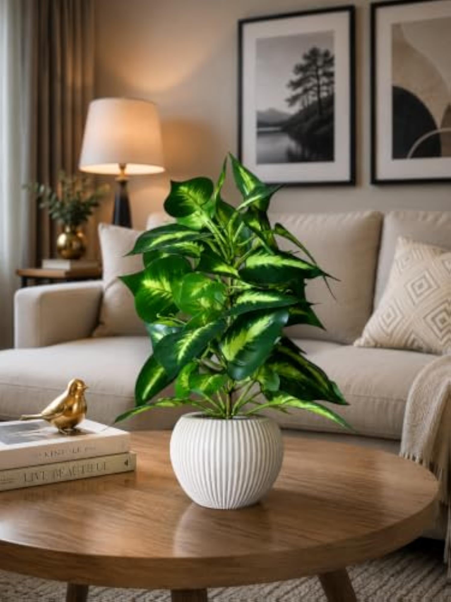 Artificial Money Plant with Pot for Indoor Decoration