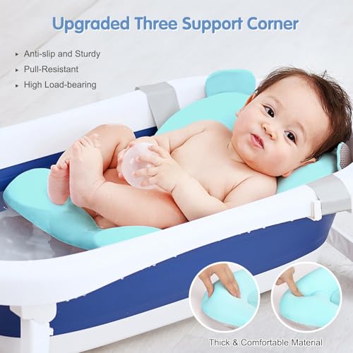 Image of Colorlife Baby Bath Seat Support Net Infant Bathing Seat Support Mat, Comfortable Adjustable Non-Slip Three-Pointed Baby Shower Net Bathtub Sit Up Mesh for Newborn 0-12 Months-Blue(No Bathtub)