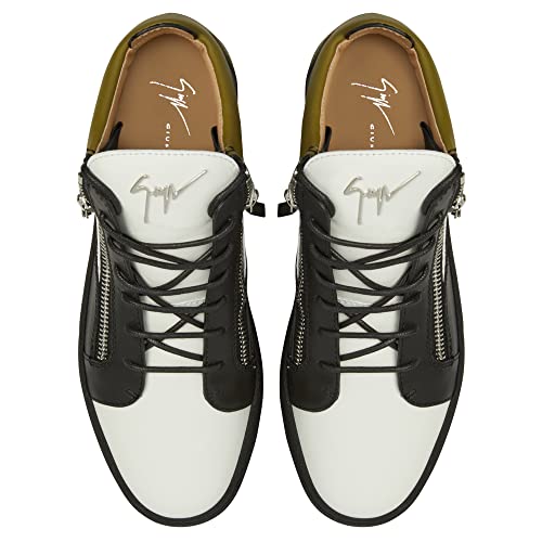 Kriss Olive-Green Leather Details Mid-Top Sneakers3