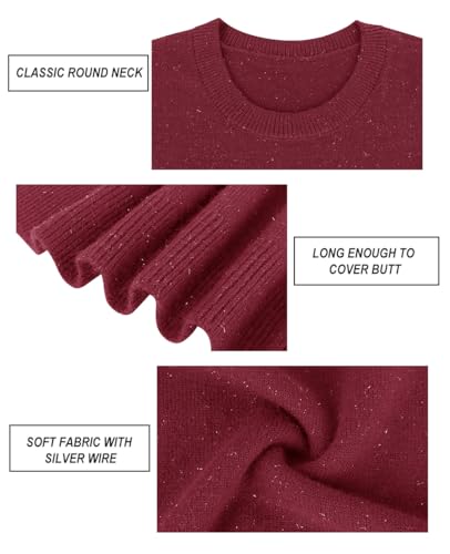 Image of CARCOS Plus Size Sweaters for Women Solid Crew Neck Knit Tops Casual Long Sleeve Pullover Sweater Sparkly Tunic Shirts