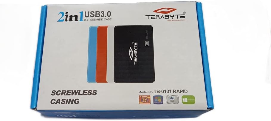 Terabyte Screwless Laptop Casing 2.5" USB 3.0 HDD/SSD Enclosure Case Cover SATA to USB 3.0 External Hard Drive Enclosure Case for Laptop Hard Disks (Color May Very) 07