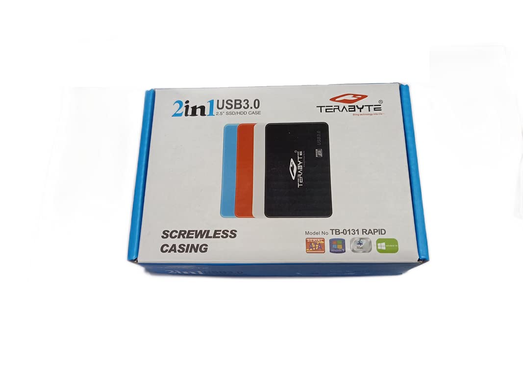 Terabyte Screwless Laptop Casing 2.5" USB 3.0 HDD/SSD Enclosure Case Cover SATA to USB 3.0 External Hard Drive Enclosure Case for Laptop Hard Disks (Color May Very) 07