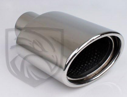 Exhaust Muffler Tip Oval Forward Slash Cut Double Wall Inter-Cooled Rolled Edge Resonated 2" Inlet/ID, 4.75X3.25 Outlet/OD, RTP-005