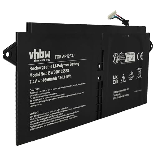 vhbw 1x batería Compatible con Acer Aspire S7, S7 13, S7 391 Notebook (4650 mAh, 7,4 V, Li Poli)   Reemplaza 2ICP3/65/114 2, AP12F3J, KT.00403.009