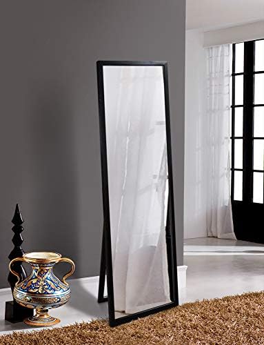 Classic by Casa Chic - Full Length Mirror - 130x45cm - Solid Wood - Free Standing or Wall Mounted - Black