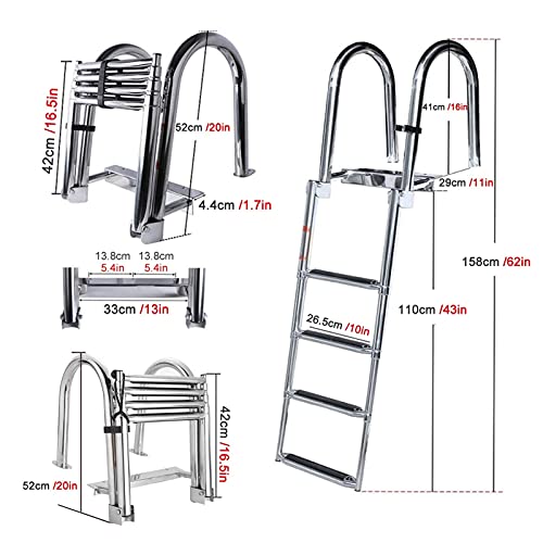 Escalera telescópica de 4 peldaños para piscina y barco miniatura 4