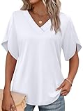 WIHOLL Plus Size Blouses for Women Dressy Casual Summer Tops V Neck Shirts Fashion Clothing Vacation Outfits...