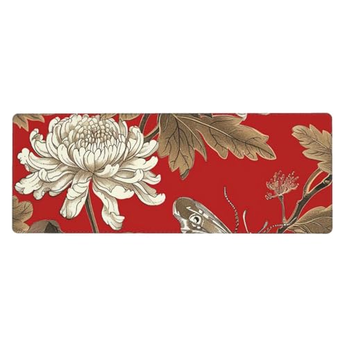 Tapis de souris automne chrysanthème pour un bureau vintage et ordonné à la maison