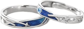Ring,Two Pieces Original Meteor Shower Couple Ring Sterling Silver 925 Creative Niche Ins Star Pair Ring Light Luxury Commemorative Gift