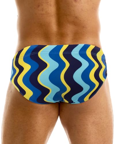 MIZOK Mens Striped Swim Briefs Sexy Low Rise Bikini Swimwear3