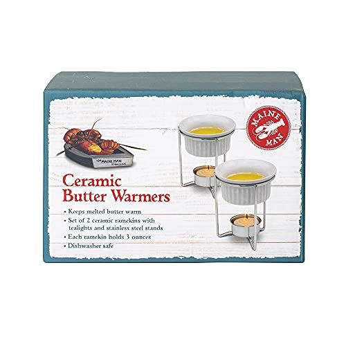 Maine Man Butter Warmer Set, Ceramic Ramekins With Chrome-Plated Steel Wire, Set Of 2, 3-Ounce Capacity #TOP1