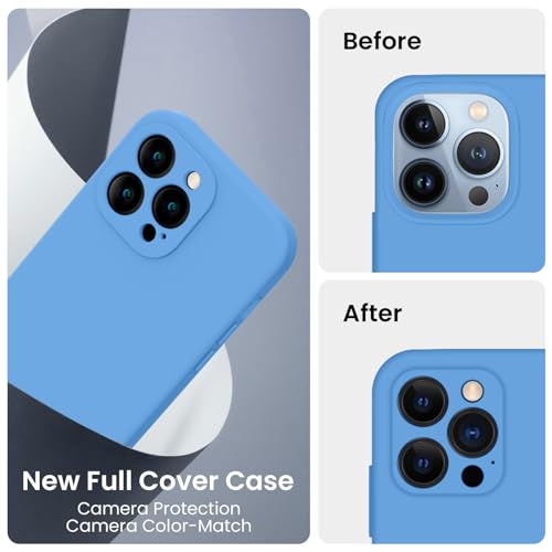 Image of FireNova Designed for iPhone 13 Pro Case, Silicone Upgraded [Camera Protection] Phone Case, Soft Anti-Scratch Microfiber Lining Inside, 6.1 inch, Blue