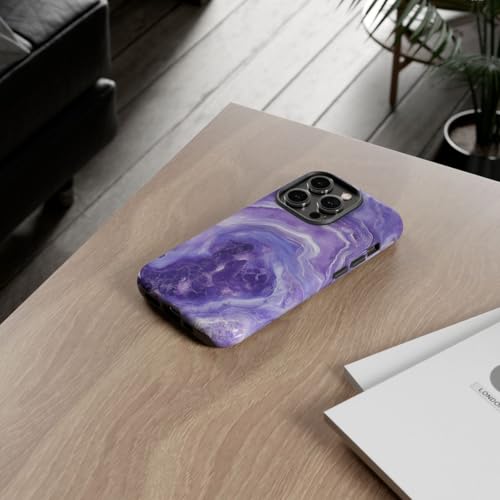 Coque rigide rigide iPhone 14 Pro marbre violet brillante antichoc