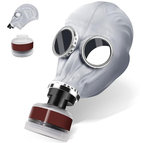 Full Face Respirator Mask Gas Masks Survival Nuclear with Activated Carbon Filters, Reusable Dust Mask Against Dust Gases/Dust/Chemicals/Vapor/Fume Fit/Formaldehyde/Chemicals/Vapor/Fume