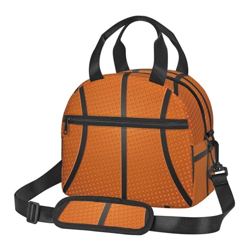 MOLAIGIN Basketball Sport Insulated Lunch With Adjustable Shoulder Strap Bag Reusable Lunch Box Cooler Tote Bag For Men Women