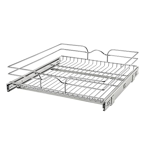 Rev-A-Shelf Kitchen Cabinet Pullout Shelf and Drawer Organizer Slide Out Pantry Storage Basket in Multiple Sizes, 21 x 22 In, 5WB1-2122CR-1