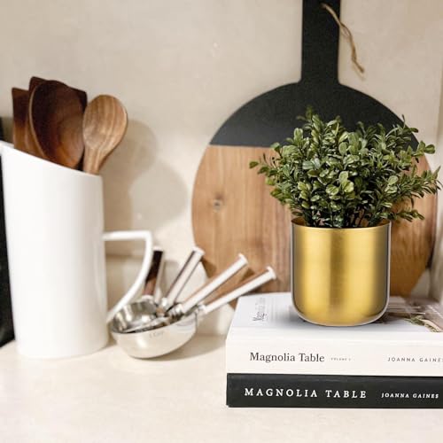 Briful Gold Metal Vases 3 Packs Decorative Accent Planter Pots For Herbs Flowers thumb #5