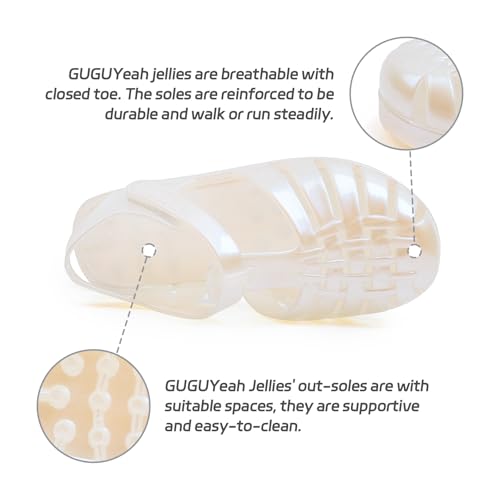 Image of GUGUYeah Jelly Sandals for Girls,Closed Toe Princess Costume Summer Dress Shoes Fisherman Gladiator Water Beach Flat Sandals for Toddler /Little Kid /Big Kid